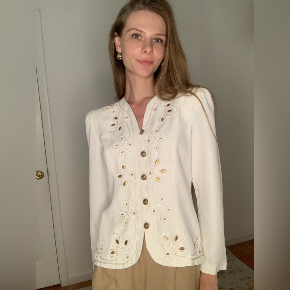 Old Money Vintage 80s Jacket with shoulder pads - Picture 11 of 12